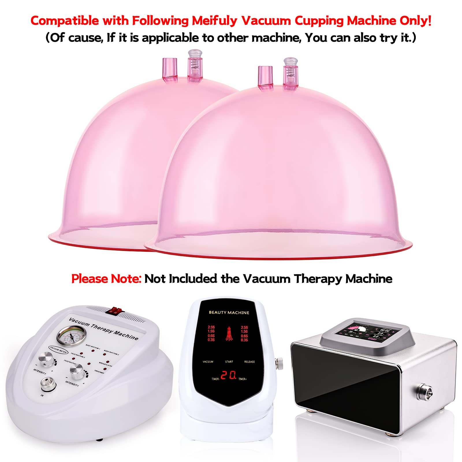 Meifuly Accessori per macchine per terapia sottovuoto, di alta qualità, diametro 21,5 cm, extra large, per sollevamento glutei e coppettazione con tubo tipo Y (1 paio)