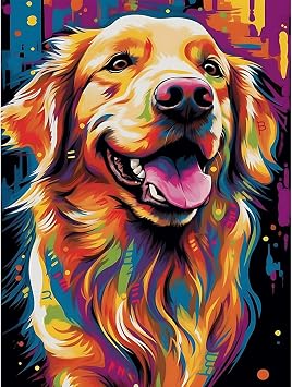SENQAO Dog Diamond Painting Kits for Adults, Golden Retriever Diamond Art for Beginners, Round 5D Paint with Diamonds Pictures Gem Art Painting Kits DIY Adult Crafts Kits 12x16inch