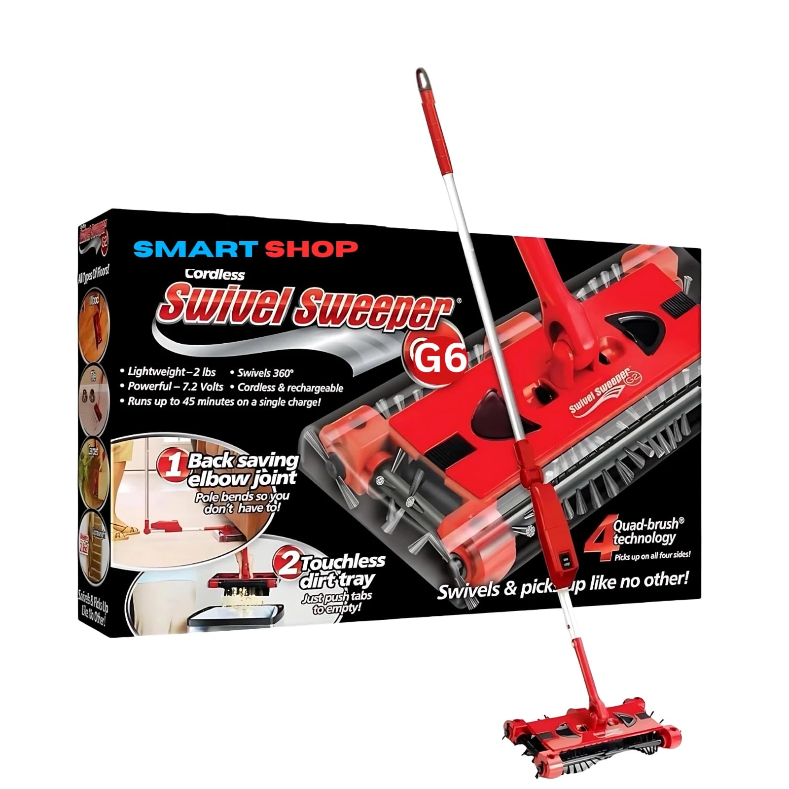 Swivel Sweeper Luciferoshop G6 Vacuum Cleaner Electric Rotatable Rechargeable