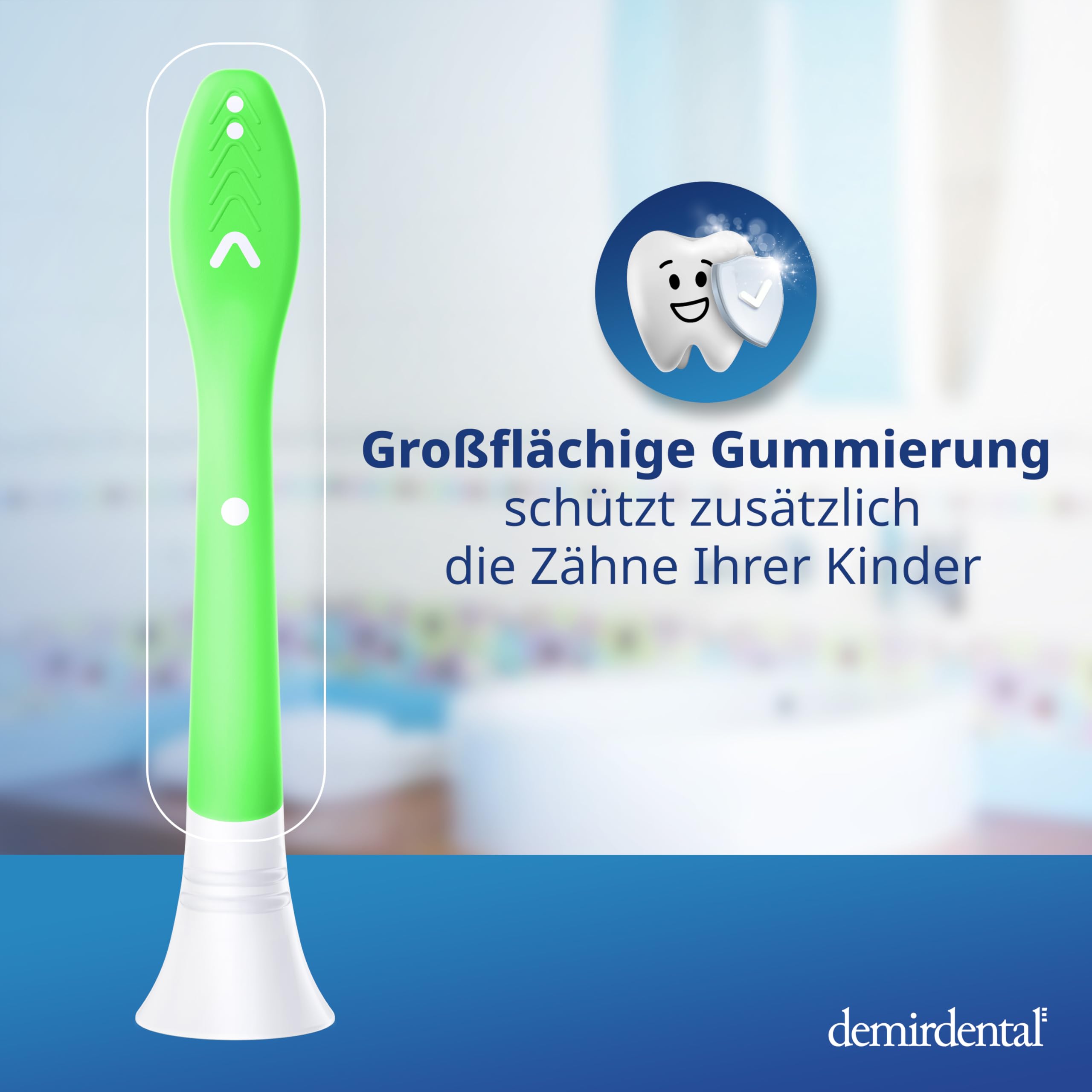 demirdental Wymienne szczoteczki dla dzieci, pasują do Philips Sonicare Kids, szczoteczki do zębów dla dzieci, szczoteczki do zębów dla dzieci od 7 lat, odpowiada HX6048, zielone, zestaw 8 sztuk