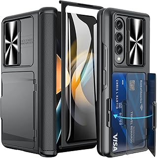 Vihibii for Samsung Galaxy Z Fold 4 5G Case with Hinge Protaction, Built-in Card Holder & Kickstand & Slide Camera Cover & Screen Protector, Multifunction Case for Samsung Galaxy Z Fold 4 2022 (Black)