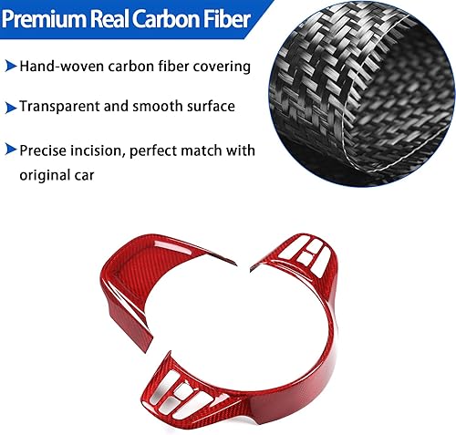 Miniatura 3 de Cubierta de botón de fibra de carbono real para Toyota Supra GR A90 A91 MK5 2019-2022 de fibra de carbono real, 2 unidades (rojo)