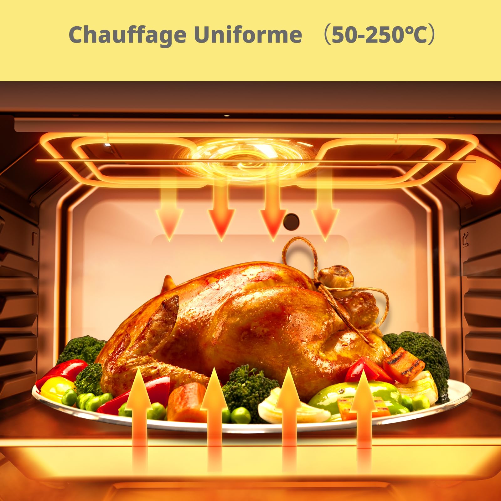 Comfee' CBO60M80M1-BK Four encastrable 60 cm 60 litres 8 fonctions frire à air cuisson plusieurs phases porte amovible nettoyage vapeur Noir