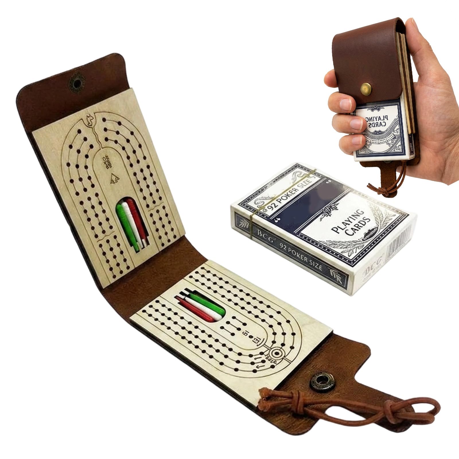Cribbage Board with Pegs, Travel Cribbage Board Set for Family Game Nights and Road Trips, Complete Cribbage Board Game with Pegs and Organised Storage