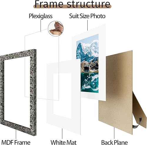 Miniatura 451 de Picrit - Juego de 12 portarretratos de 5 x 7 pulgadas para colgar en la pared o exhibir sobre una mesa, para fotos de 4 x 6 con paspartú o 5 x 7