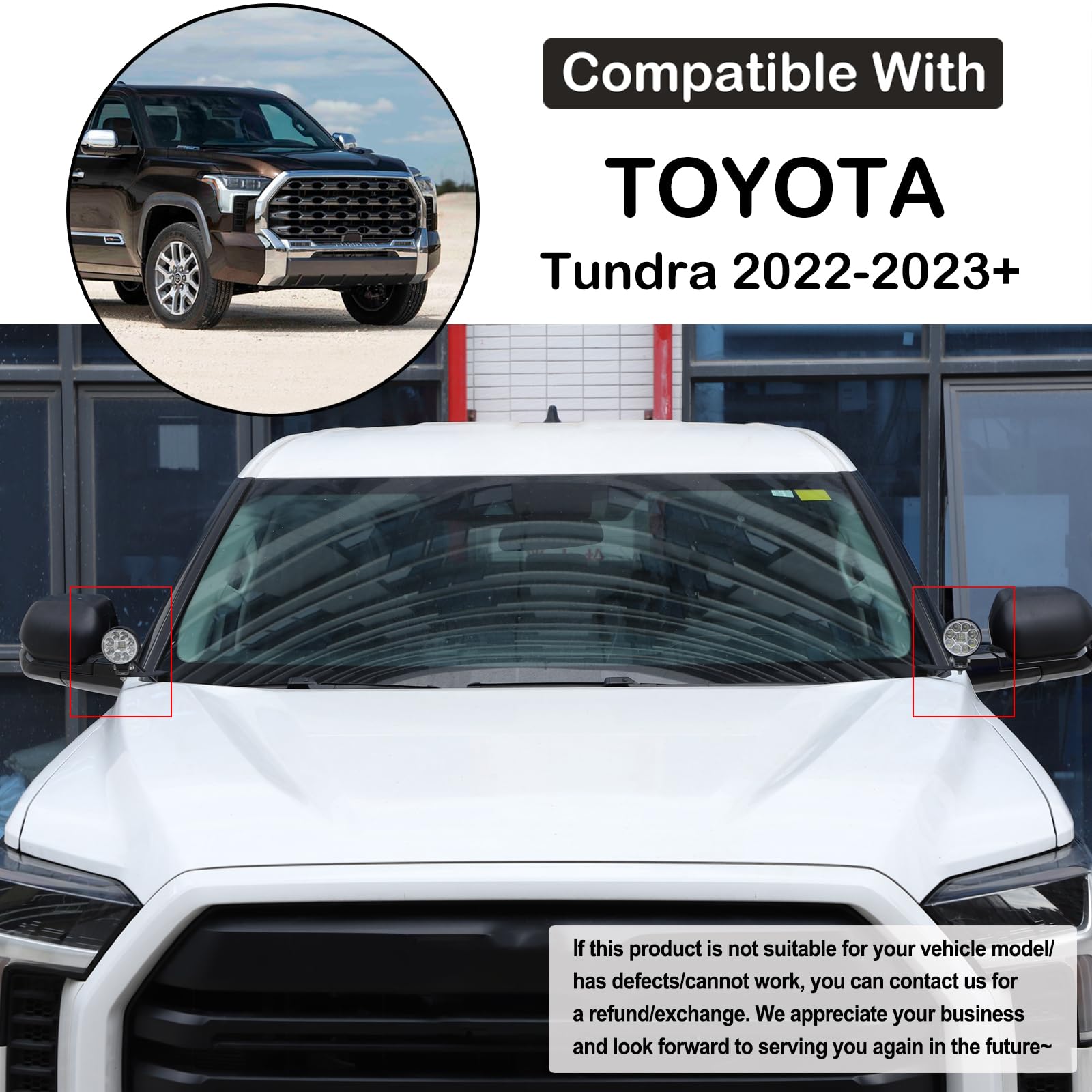 Ditch Hood Light Mount Brackets Compatible With Toyota Tundra 2022-2024 Truck Hood LED Spotlight Work Light Mounting Bracket Holder Kit Pillar Pods