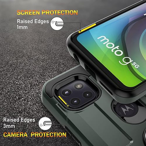 Miniatura 6 de Jeylly Funda para Moto One 5G Ace con protector de pantalla y protector de cámara, funda para Motorola G 5G, cuerpo completo, soporte magnético