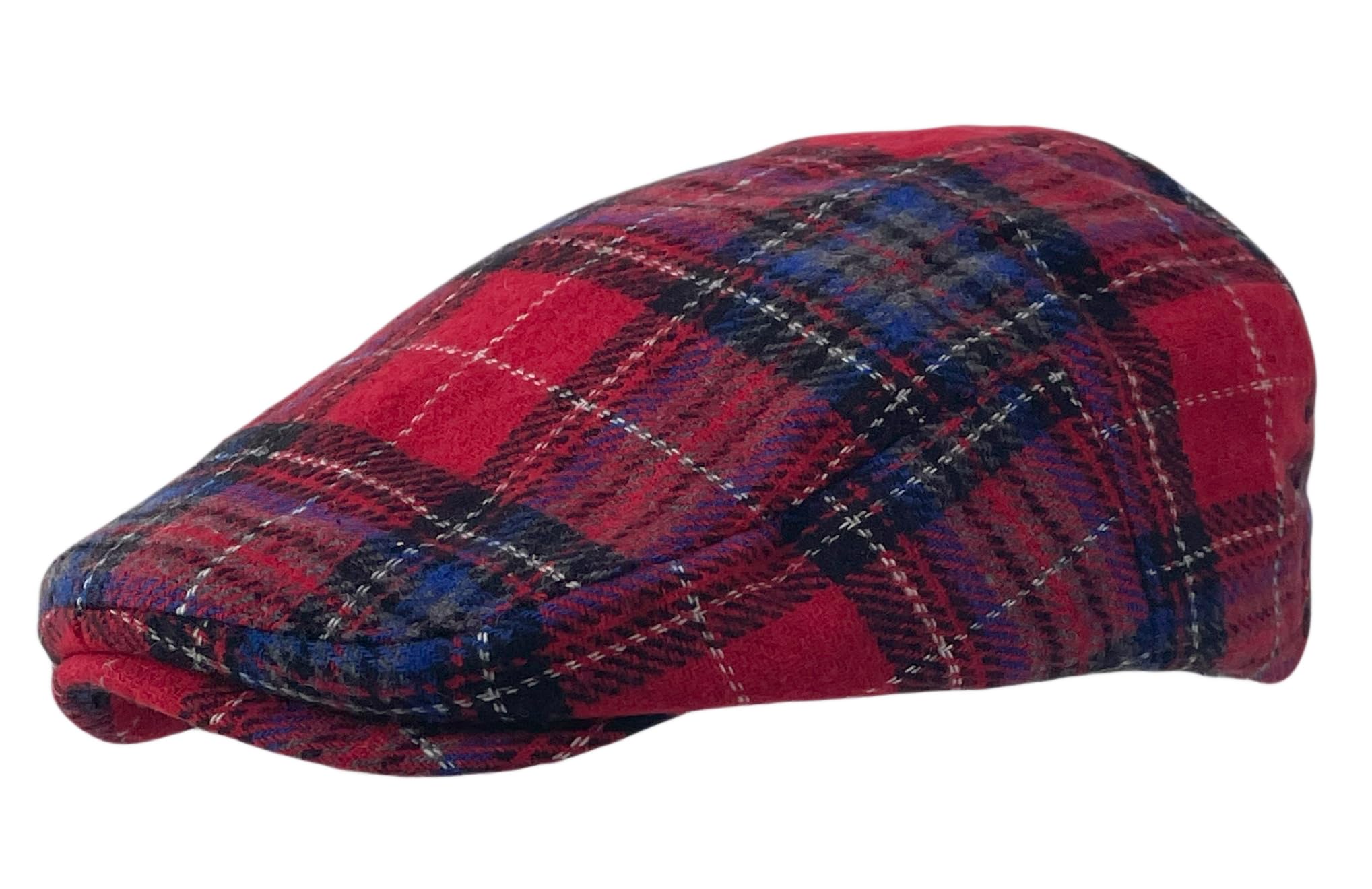Men's Scottish Tartan Print Flat Cap 6/8 Panel Newsboy Baker Boy Hat