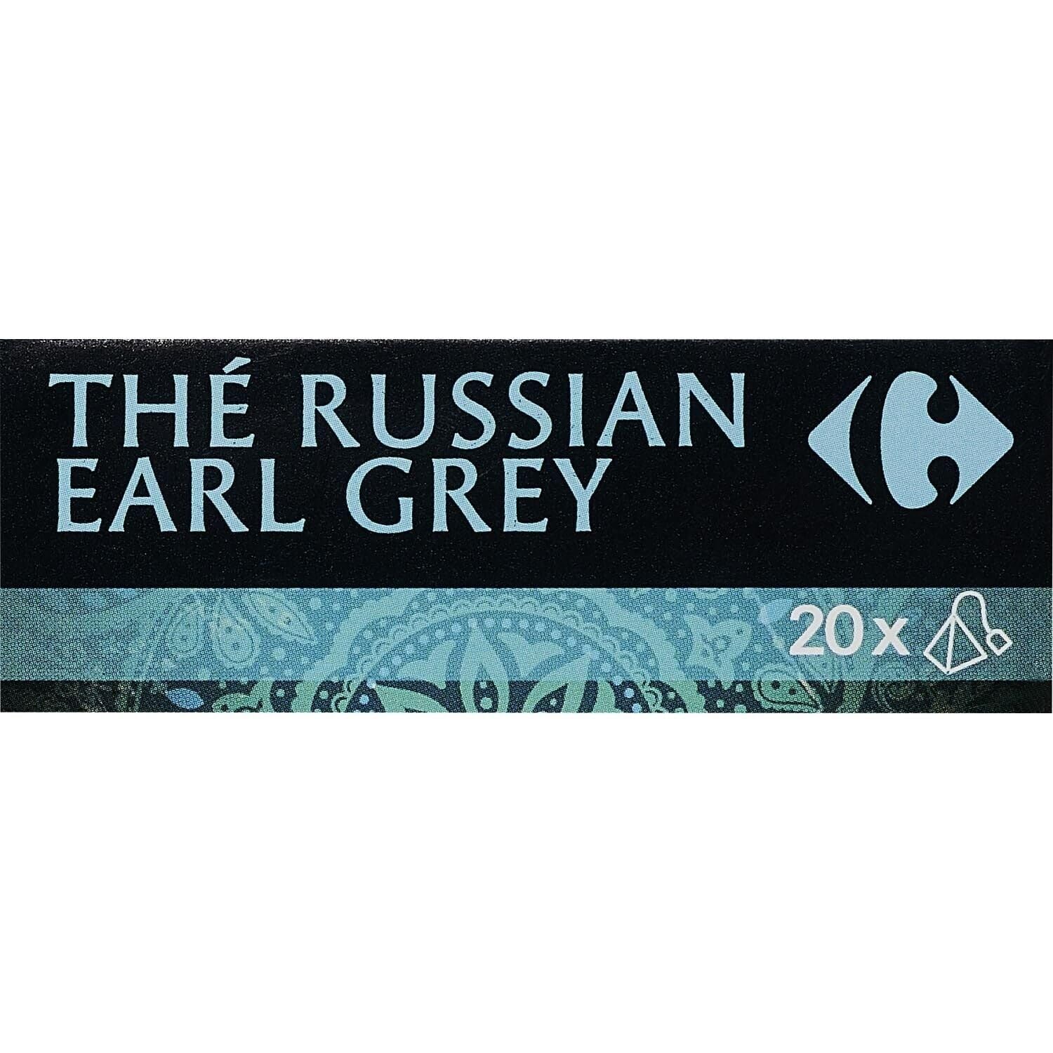 Savourez un moment d'exception avec CARREFOUR Thé noir Russian Earl Grey saveur bergamote X20 - Lot de 4