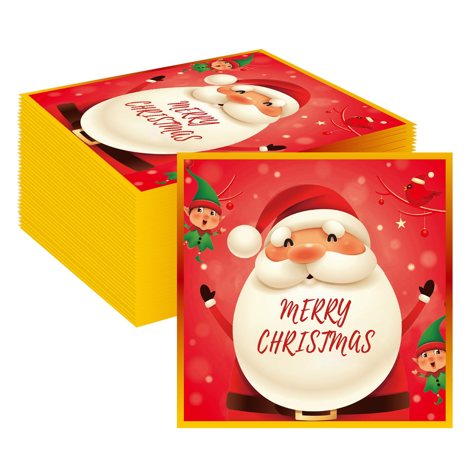 40pcs Christmas Napkins,Red Merry Santa Claus Disposable Paper Napkins for Christmas,New Year,Christmas Birthday Party Supplies- 6.5 x 6.5 Inch