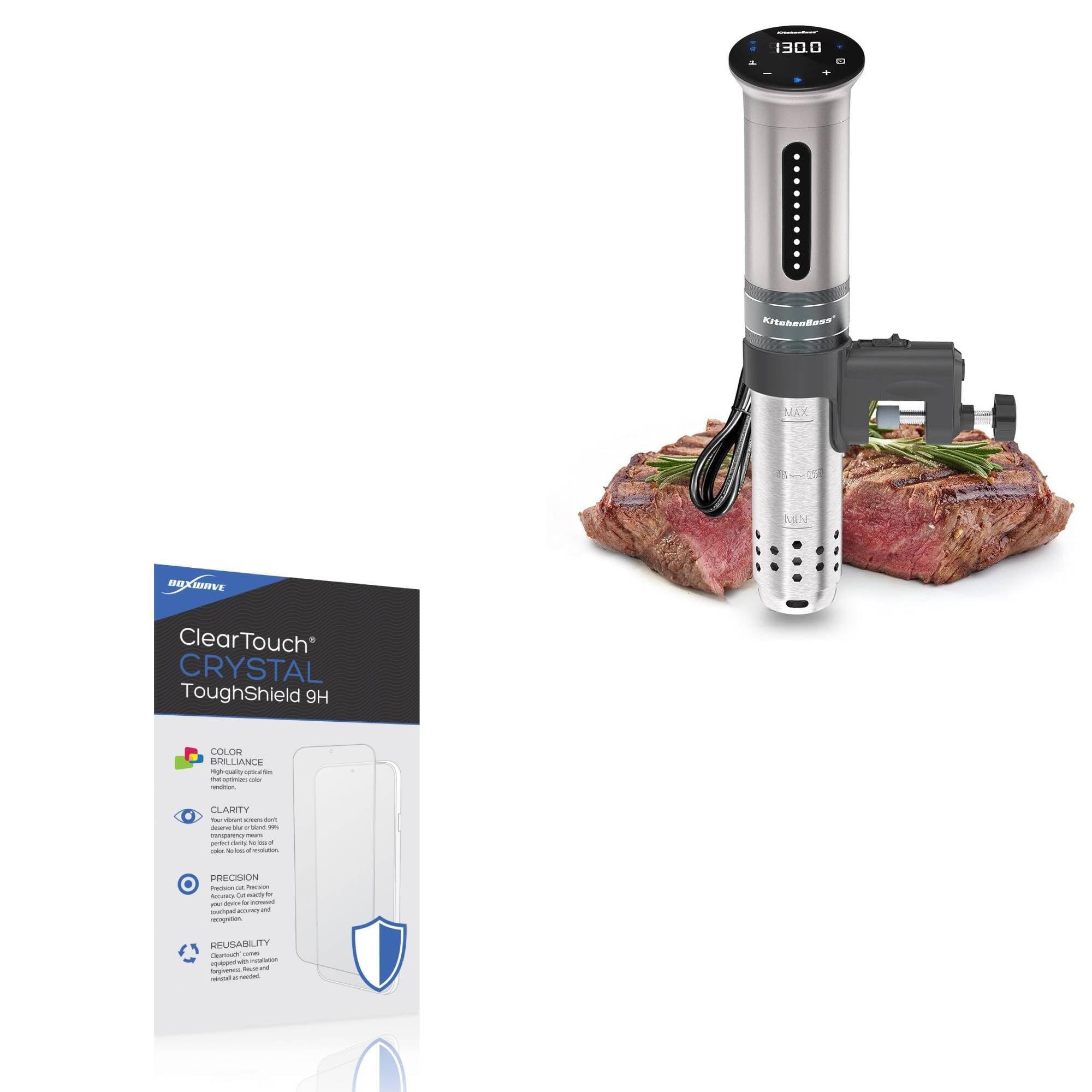 BoxWave Screen Protector Compatible with KitchenBoss Sous Vide G310PS - ClearTouch Crystal ToughShield 9H (2-Pack), Clear 9H Tough Flexible Film Screen Protector