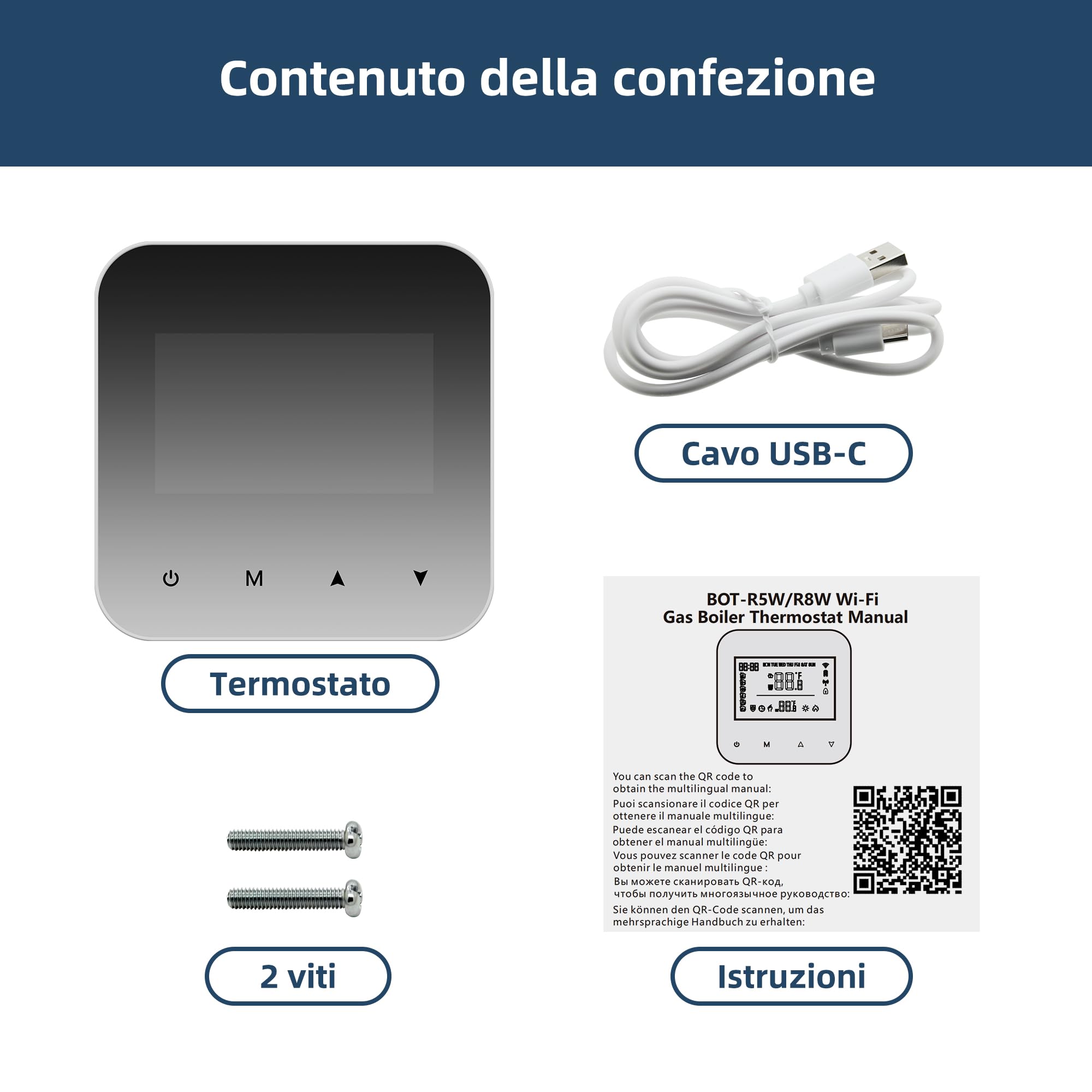 Termostato 2 fili Wi-Fi a batteria, adatto per caldaie a gas. Termostato programmabile giornalmente, compatibile con Google Assistant e Alexa. controllabile da remoto tramite TUYA o Smart Life.