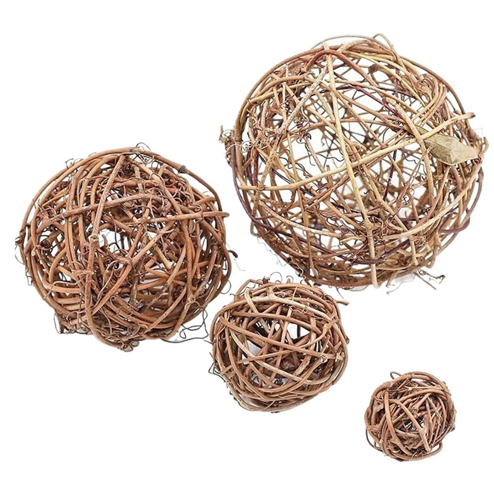 ZUXWUX 10Pcs Natural Rattan Balls Woven Cane Adornment Decor
