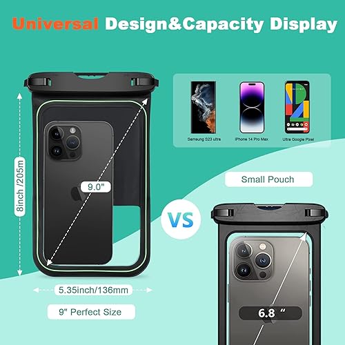 Miniatura 3 de SUPFINE Bolsa flotante impermeable para teléfono, 2 unidades Funda grande impermeable para teléfono, bolsas secas universales para iPhone 14 Pro