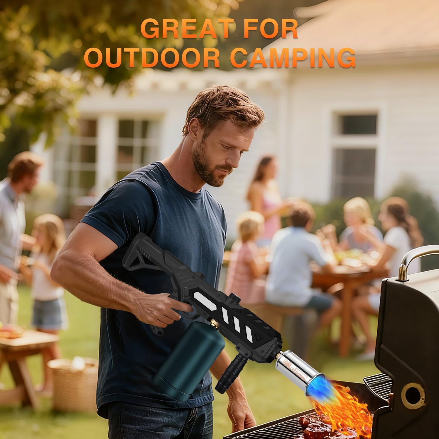 ARTFLAMM Potente pistola de propano, linterna de parrilla de cocina con diseño desmontable, quemador de antorcha ajustable para asar filetes, barbacoa, soldadura, encendedor de carbón de camping