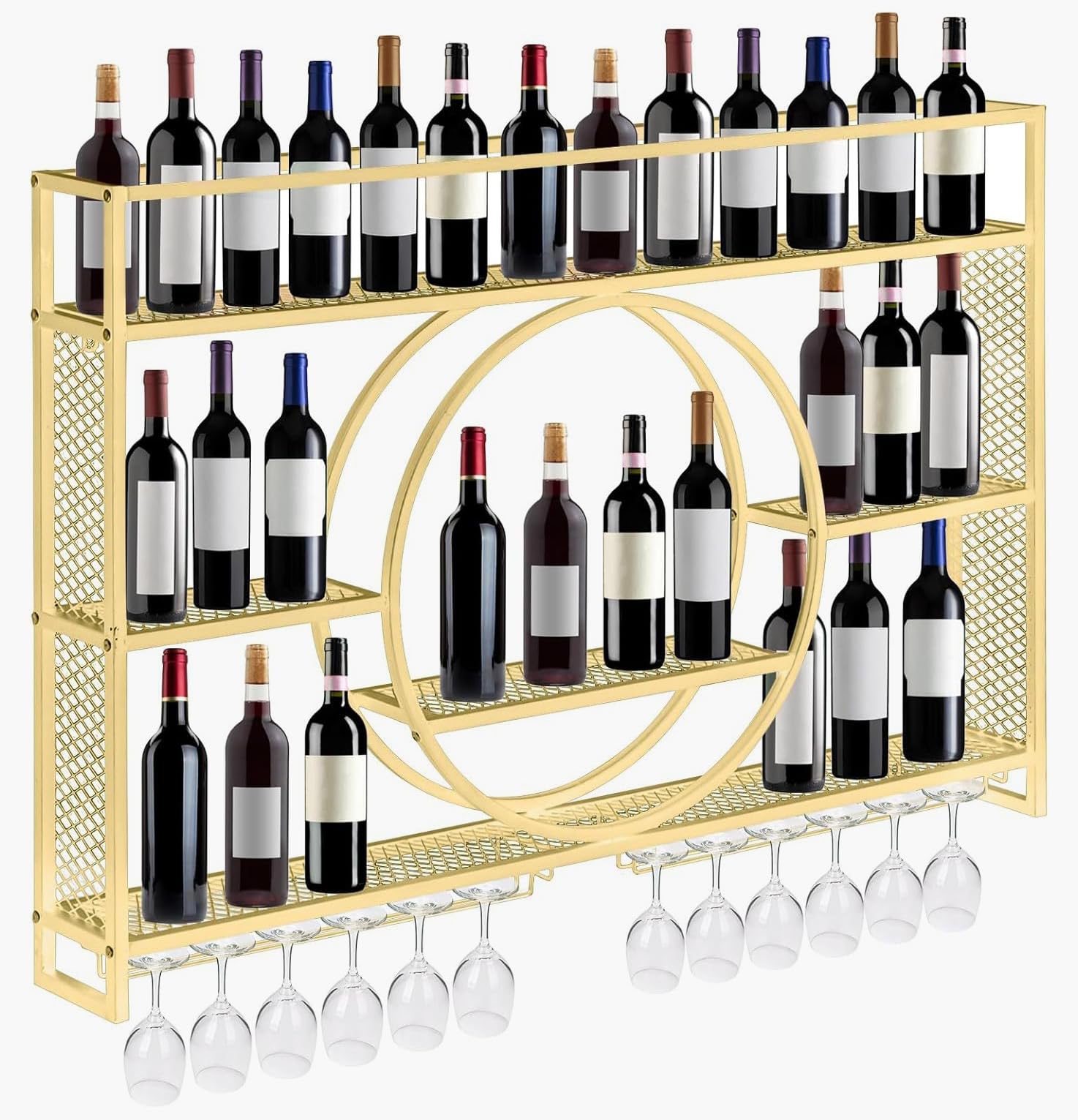 Casier à vin mural métal gain de place pour bouteilles d'alcool encombrantes