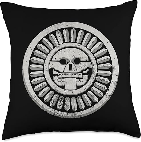 Arte prehispánico, nativo americano Mictlantecuhtli. Dios Azteca - Almohada de 18 x 18 pulgadas, multicolor Arte prehispánico, nativo americano Mictlantecuhtli. Dios Azteca - Almohada de 18 x 18 pulgadas, multicolor