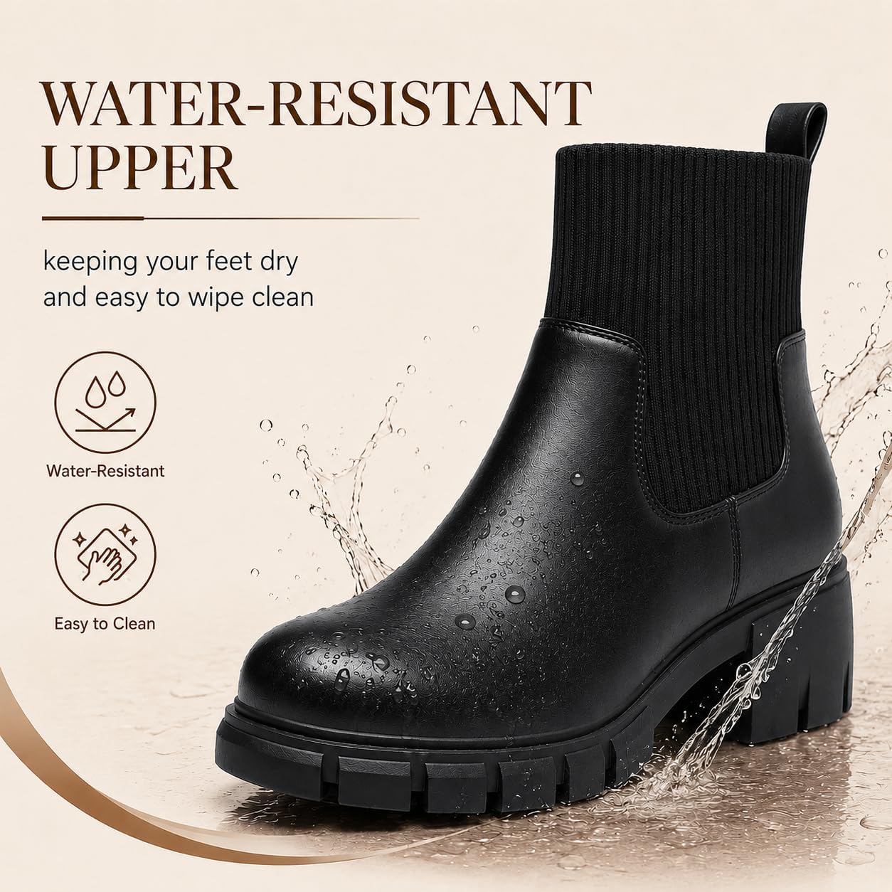 Bravover Womens Chelsea Boots Chunky Lug Sole Platform Fall Ankle Boots image 3