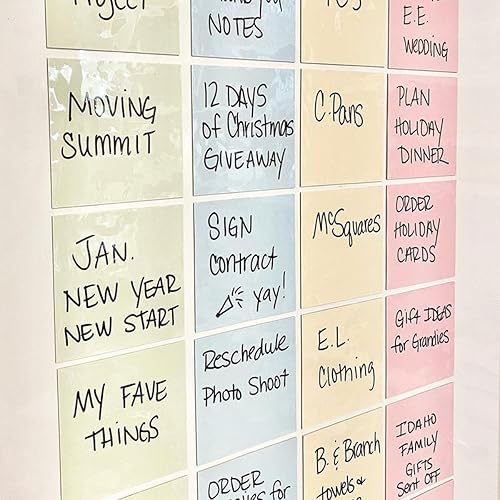 Miniatura 6 de M.C. Squares - Notas adhesivas reutilizables  3 x 3 pulgadas, paquete de 6 calcomanías coloridas  Notas de borrado en húmedo y seco  Reutilizables