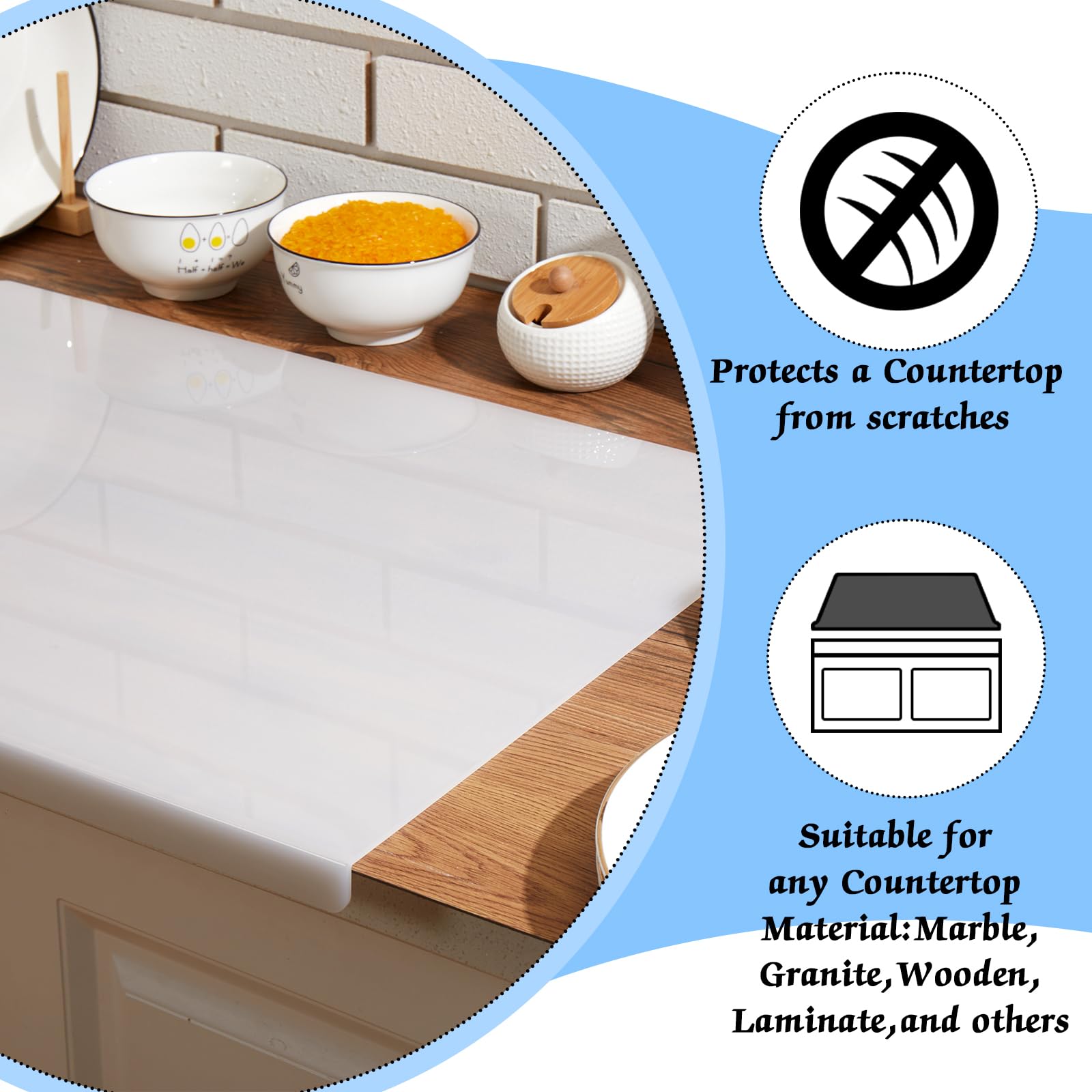 Acrylic Cutting Board for Kitchen Counter Cutting Board with Lip Non ...