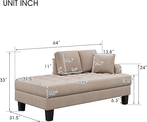 Miniatura 2 de Tumbonas tapizadas para interiores, moderna silla de descanso con botones profundos con reposabrazos, respaldos, cómodos cojines, almohada incluida,