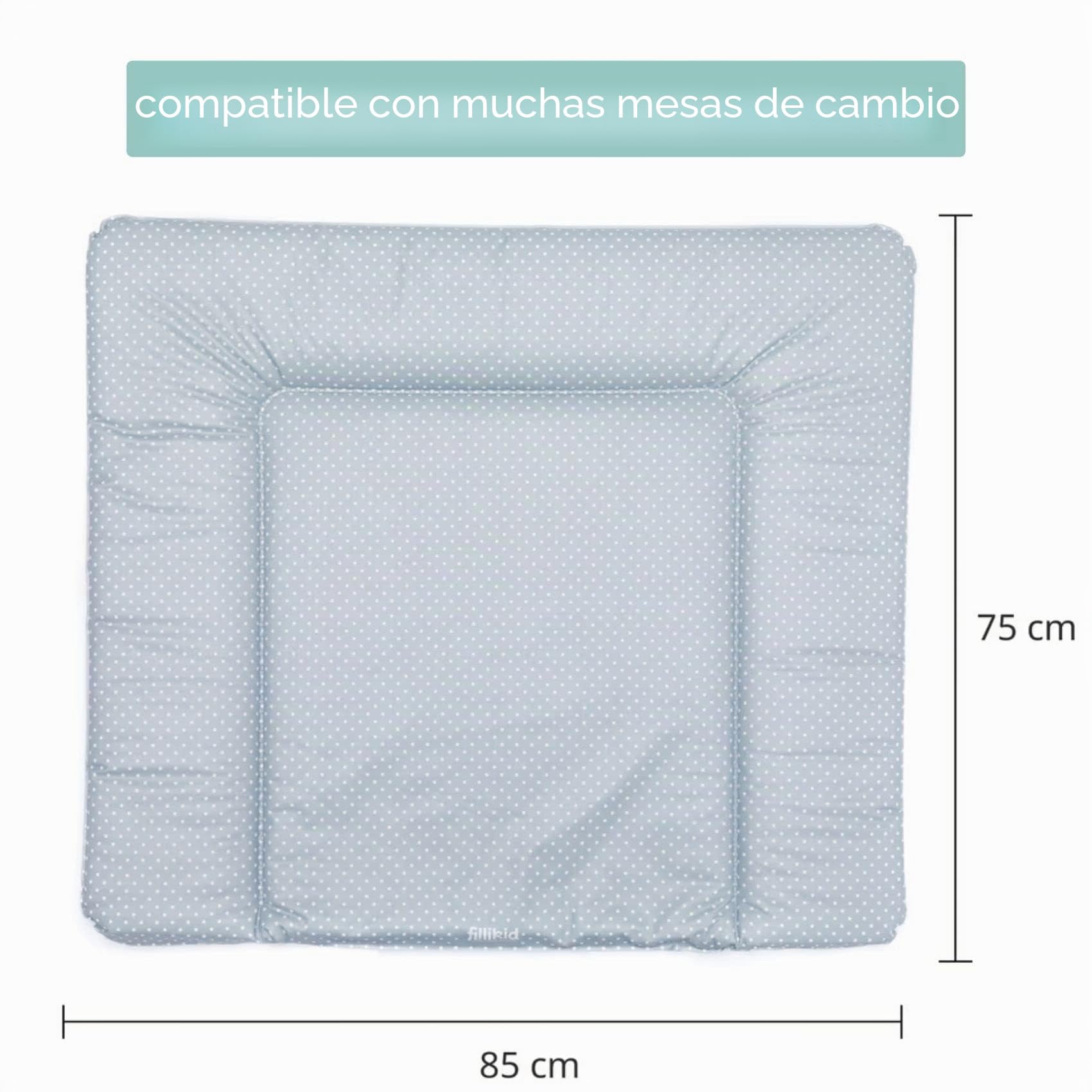 Fillikid Softy - Cambiador (75 x 85 cm), diseño de lunares, color gris