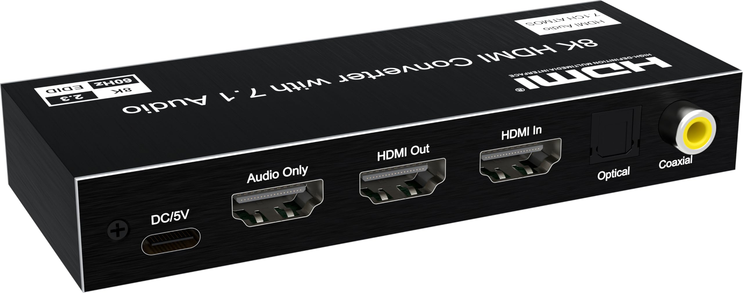 PremiumCord Extracteur Audio HDMI HDR10, Sorties Jack Stéréo, SPDIF, RCA, HDMI, UHD 8K 4320p 60Hz, 4K 2160p 120Hz, Full HD 1080p, 40Gbps, Vrr, DTS, Dolby Atmos, Boîtier Métallique, Couleur Noir