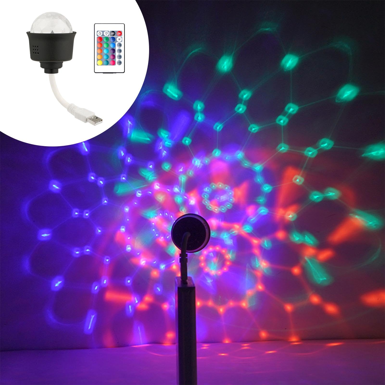 Boule Disco Rotative LED Multicolore - Projection De Lumières RGB - Pour Fêtes, Maison, Bar, Karaoké - Branchement Direct (1 Ou Plusieurs)