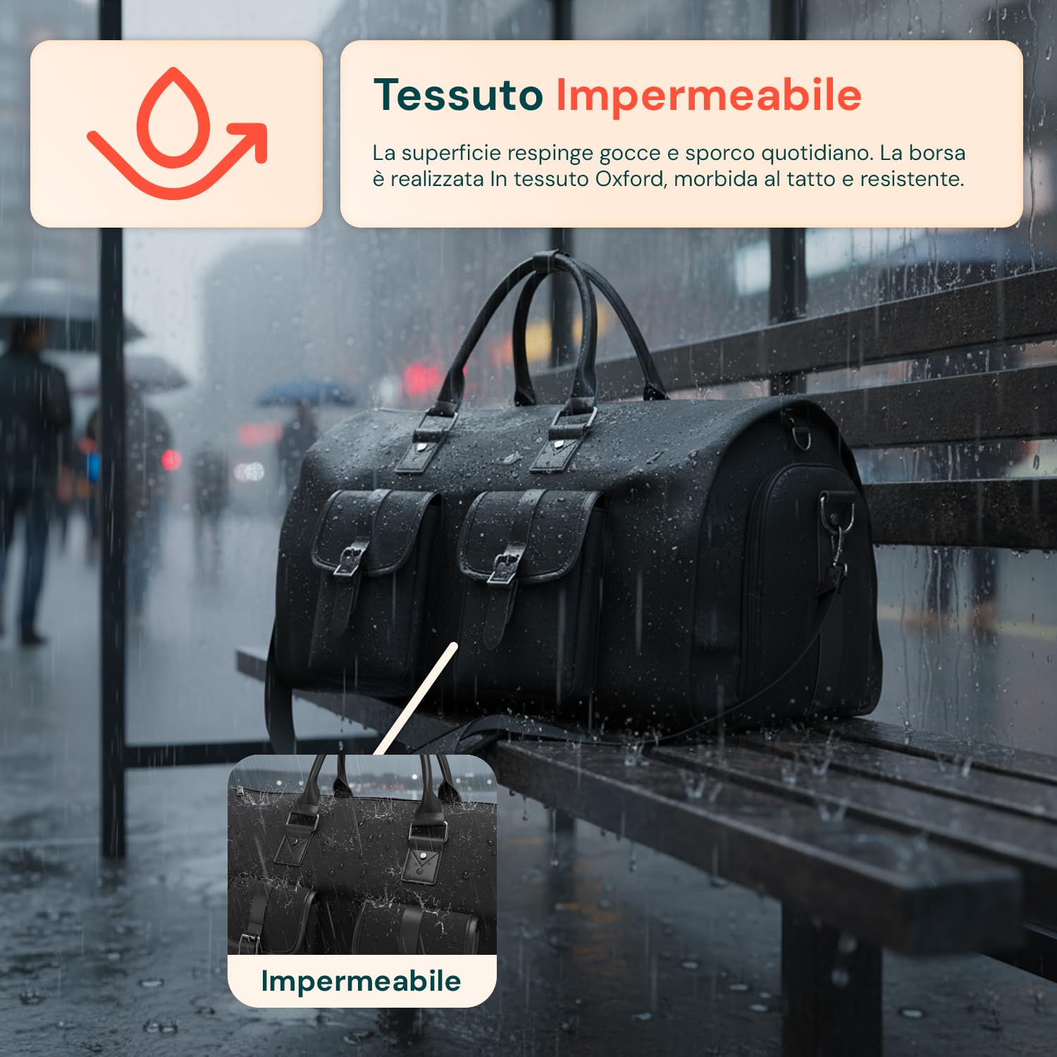 Avilia Borsone Viaggio 2 in 1 Impermeabile 56x32x33 cm -Scomparto Scarpe Ventilato - Bagaglio a Mano Cabina - Borsa Palestra Sportiva Weekend - Tessuto Oxford Tasche Multiple