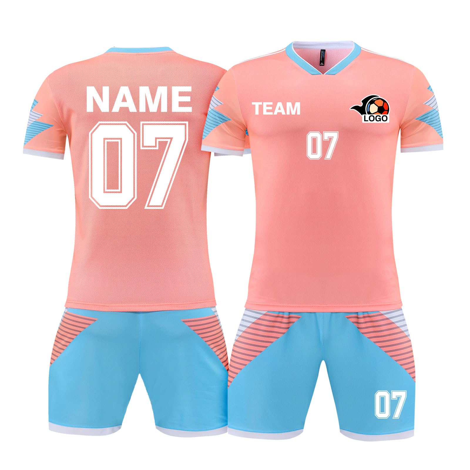 LAIFU Custom Soccer Jersey, Personalized Name,Team Name,Number,Logo Soccer Kits Pink