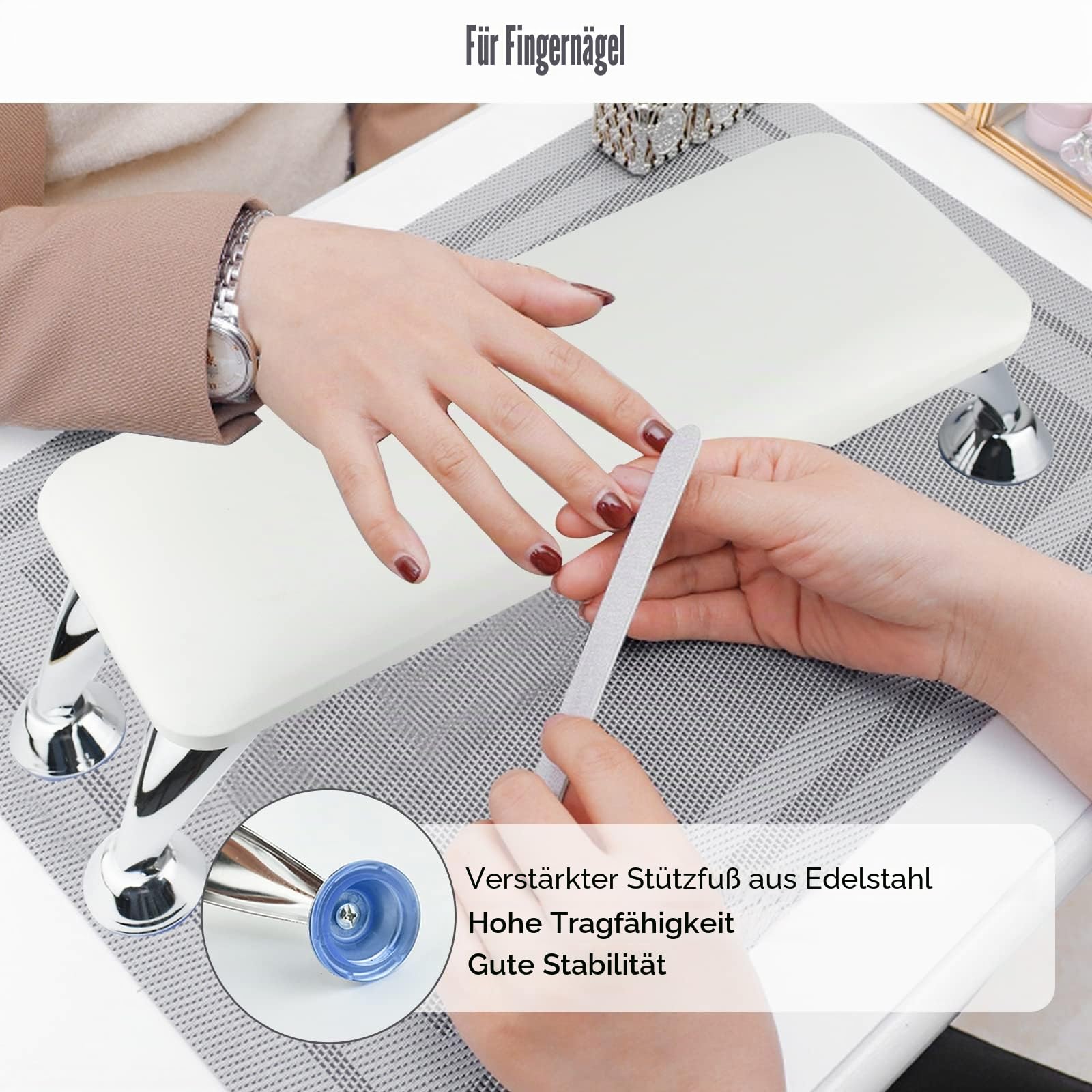 Nagel Armauflage Handkissen, Mikrofaser Leder Nagelkissen für Nail Art, PU Manicure Handkissen Ständer Nagelauflage, Professional Hand Pillow Cushion Nail Table für Maniküre Salon