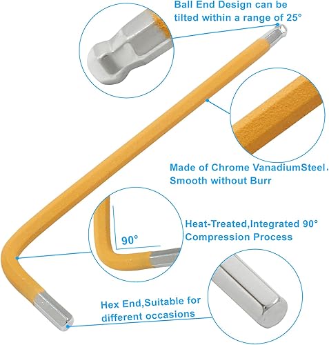 Miniatura 2 de Juego de llaves Allen de extremo de bola naranja de 0.197 in, 25 ángulos, 4 piezas
