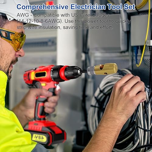 Miniatura 5 de Juego de 9 piezas para taladro, pelacables para taladro, para pelacables eléctricos de calibre 6-8-10-12-14, tornador de alambre de taladro con 2