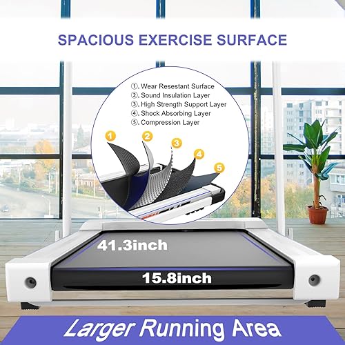 Miniatura 4 de Cinta de correr 2 en 1 para debajo del escritorio, 3.5 HP plegable para el hogar, sin instalación, máquina eléctrica compacta para correr, control