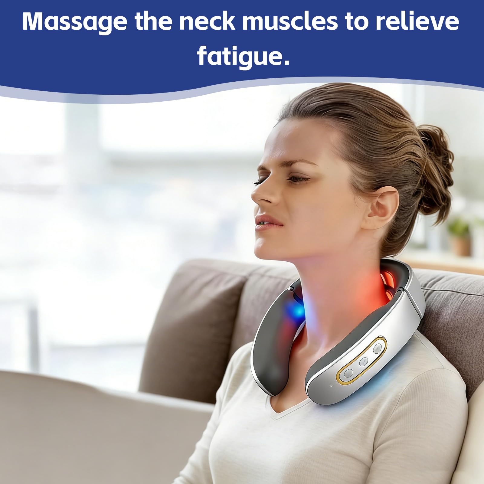 Nackenmassagegerät, 11-in-1 Nackenlösung, Elektrische Nackenmassagegeräte mit Wärme, 6 Modi & 9 IntensitäTsstufen Massagegerät Nacken Schulter, für Nackenentspannung