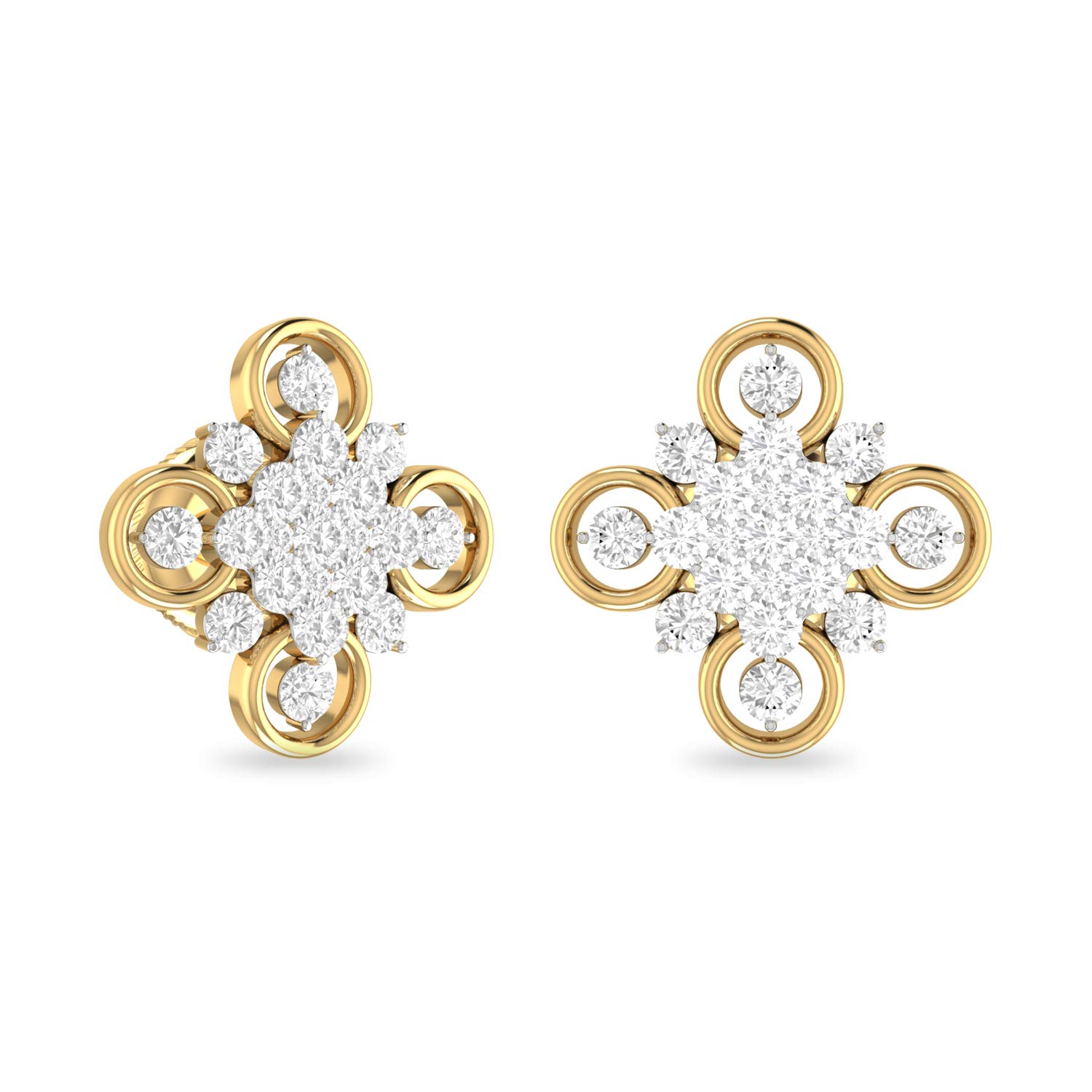 PC Jeweller The Iryna Yellow Gold and Diamond Earrings for Her