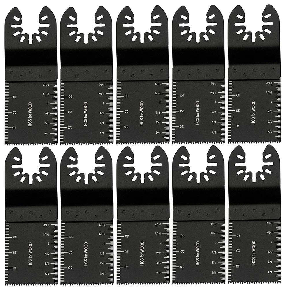 Miuline 10Pcs Oscillating Saw Blade Wood Cutting Kit Quick Release Multitool For Craftsman Bosch Dremel Fein Ridgid Tch Makita Milwaukee (10Pcs)