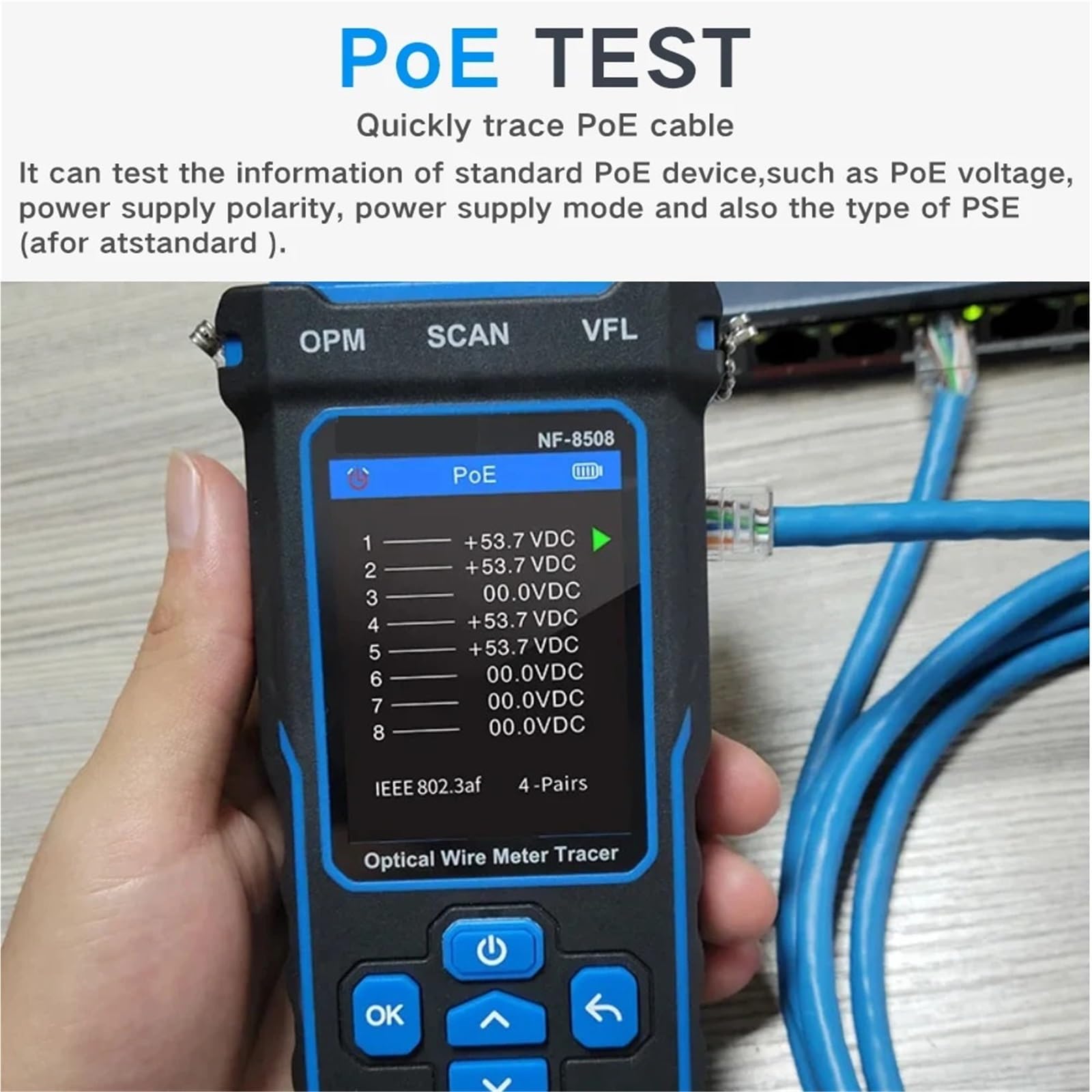 Tester per fibra ottica, Tester for cavi di rete CAT5 CAT6 POE Network Line Finder OPM VFL 10mw