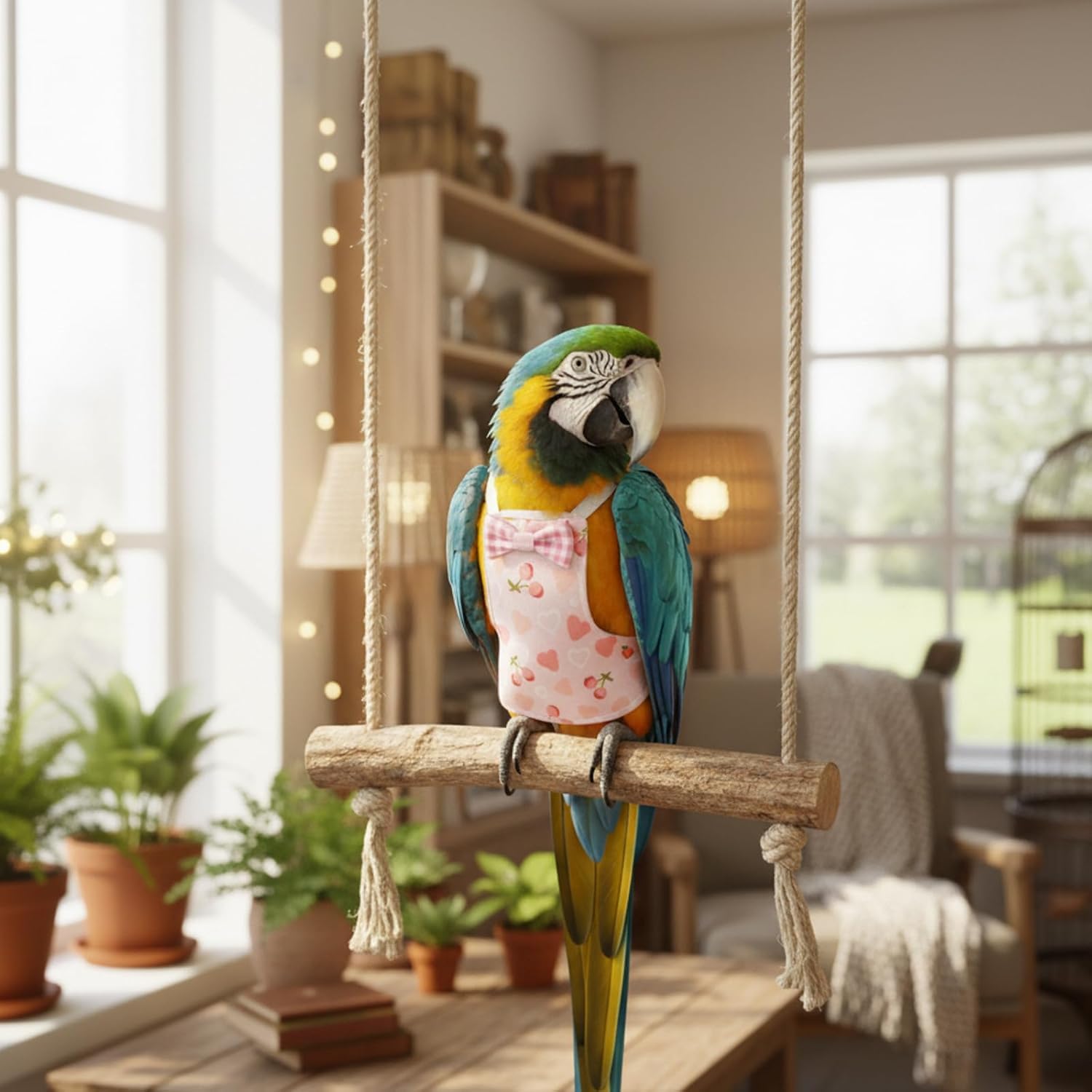 4 Pcs Reusable Parrot Diaper β Adjustable Washable Bird Flight Suit for Budgie, Conure & Parakeet (5 x 9.5 cm) | Cute Bird Diaper for Small Birds