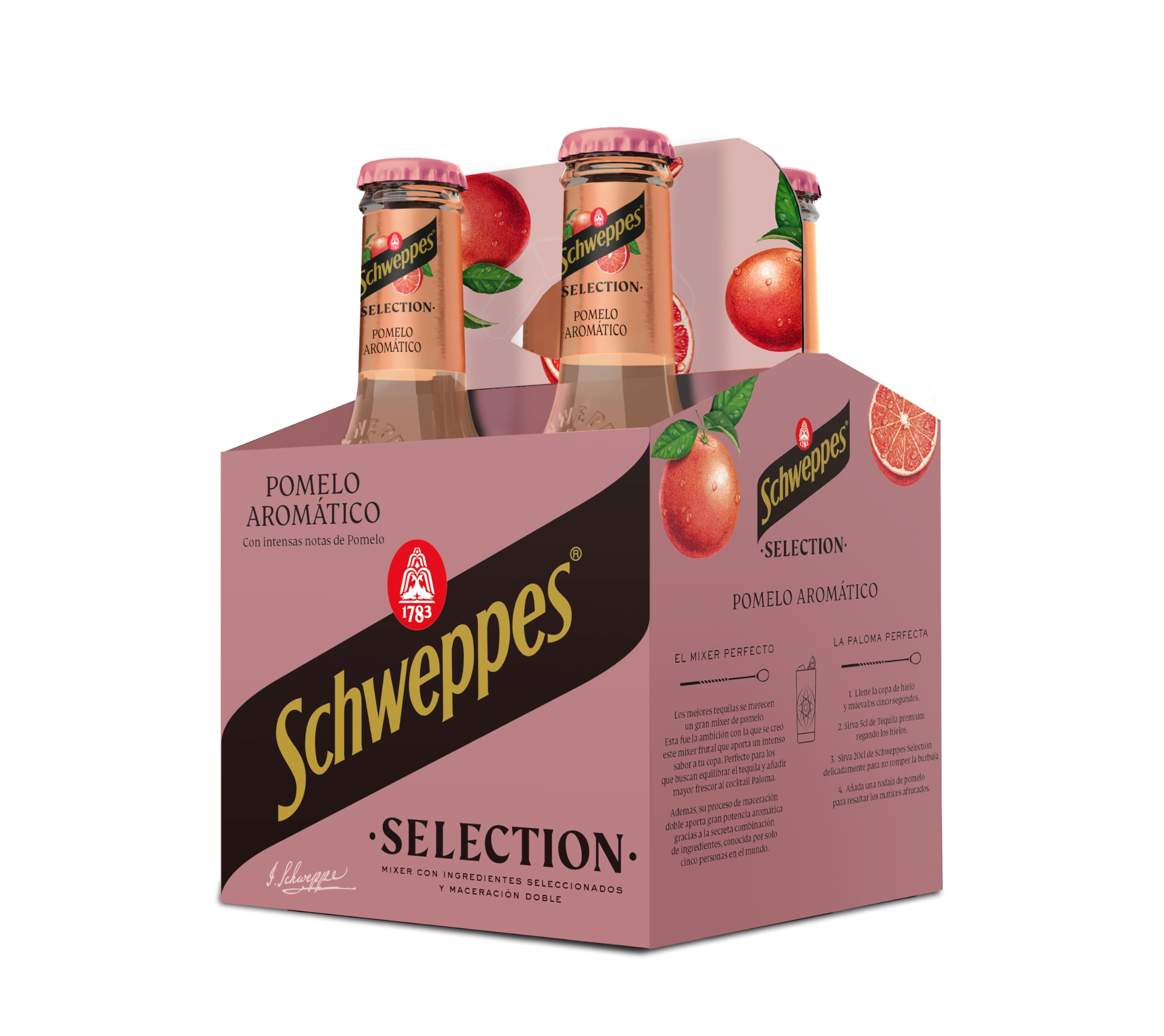 Schweppes Selection Tónica con Pomelo - Vidrio, Pack 6 cestas 4 x 20 cl (total: 24 botellas)