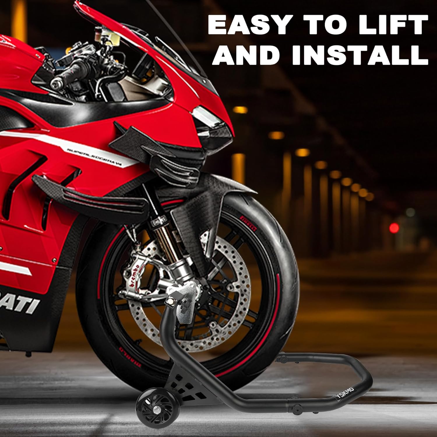 Motorcycle Front Wheel Paddock Stand, Black Clour, 500Lbs Capacity, With V Shaped Support, Easy To Lift And Install for Motorcycles, Yamaha, Suzuki, Ducati, Honda, Bmw, etc