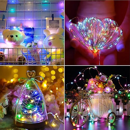 Miniatura 2 de BQZYX+ Paquete de 3 guirnaldas de luces USB alimentadas por USB, multicolor, 16.4 ft, 50 cuentas de lámpara LED, luces de Navidad, cadena de luces