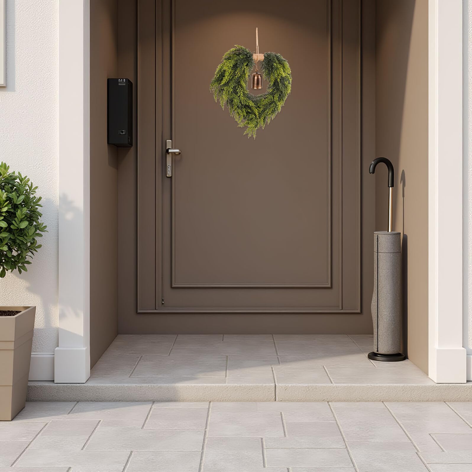 SOIMISS Guirnalda Navideña de Pino Sintético con Cascabeles Guirnalda de Cedro para Puerta de Entrada Chimenea Decoración de Navidad Hogar de Puerta de Temporada