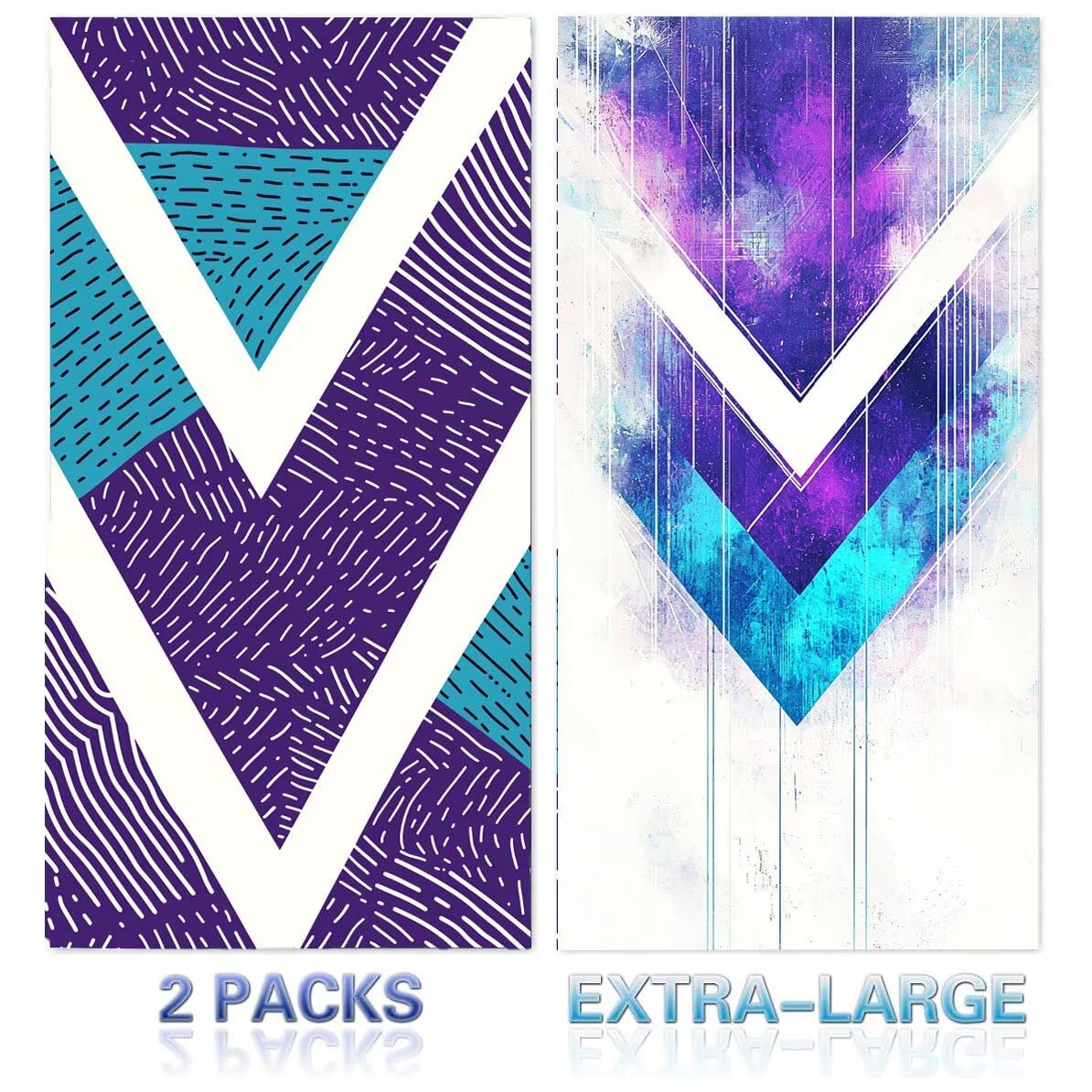 Strandtuch XXL, Mikrofaser Handtuch 2er Set 90 x 200 cm Groß Badetuch, Violett Geometrie Strandtuch Schnell Trocknendes, Sandbeständig, Summer Saunahandtuch Herren, Geschenke für Frauen C-1118