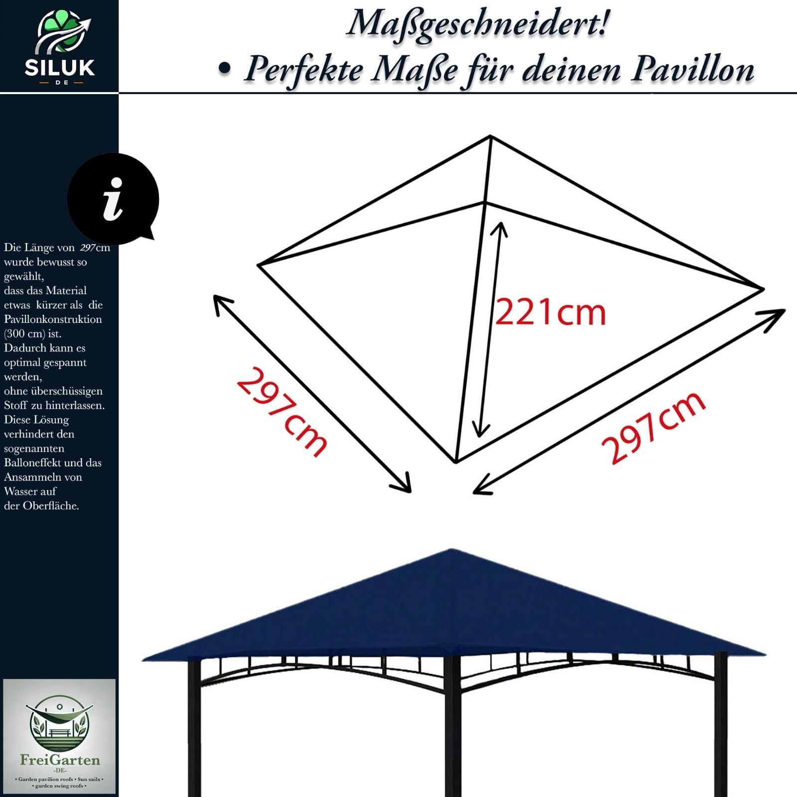 Toit de rechange pour tonnelle de 3 x 3 m - Sable antique - Imperméable - Matériau : panama en PVC, souple, 370 g/m², ultra résistant, modèle 3 (bleu marine)