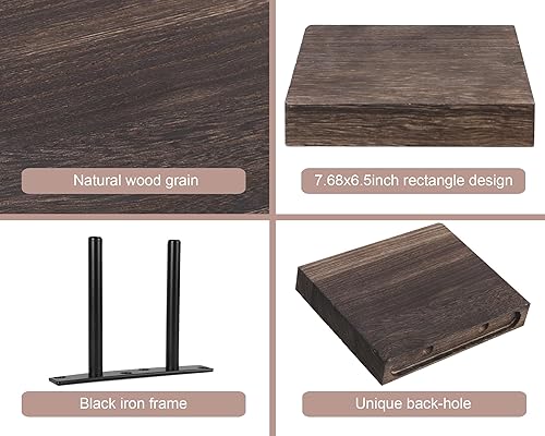 Miniatura 7 de Estantes flotantes para pared Estante de pared de diseño cuadrado de madera maciza con soportes ocultos, almacenamiento que ahorra espacio y