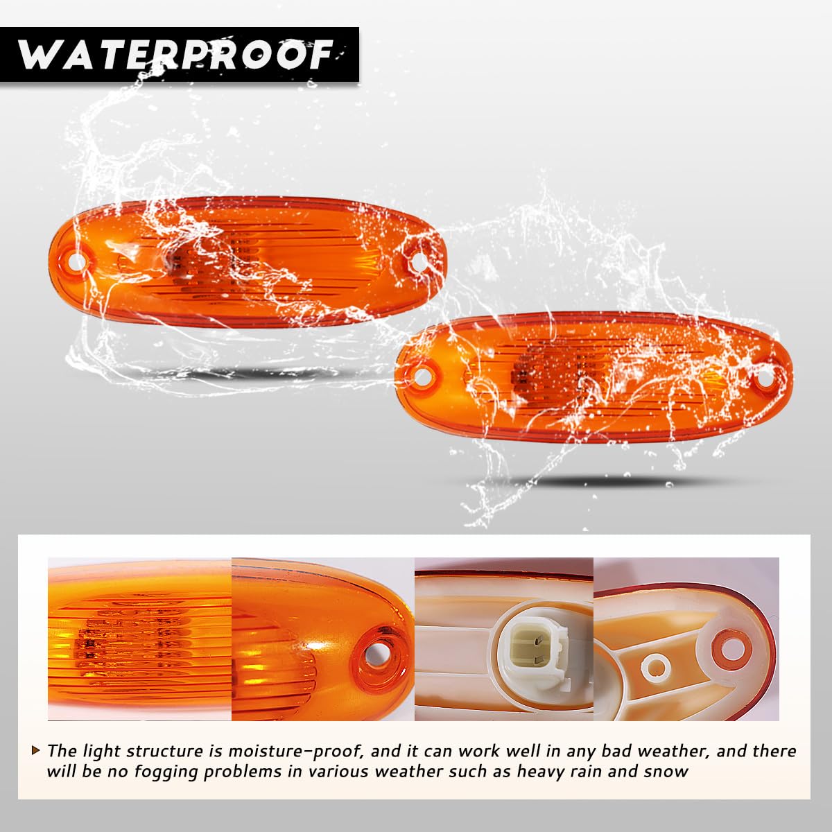 5PCS Amber Lens 6 Amber LED Cab Marker Top Roof Running Lights, Super Bright Top Clearance Marker Light Assemblies, Compatible with Freightliner Cascadia 2008-2017 Heavy Trucks