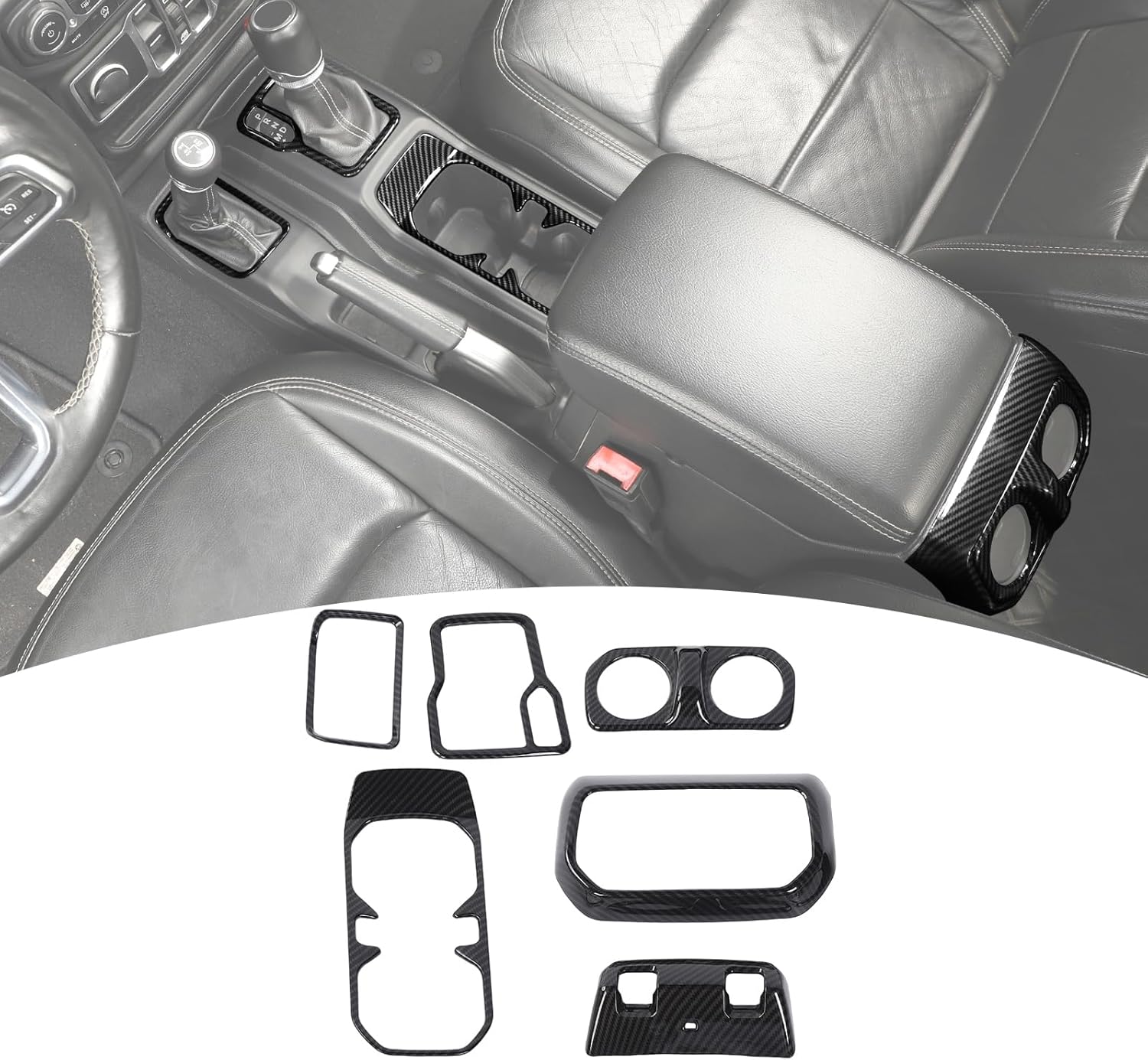 for Jeep JL Center Console Red Cover Trim Compatible with Jeep Wrangler JL JLU Gladiator JT 2018-2024 Red Interior Accessories 6pcs