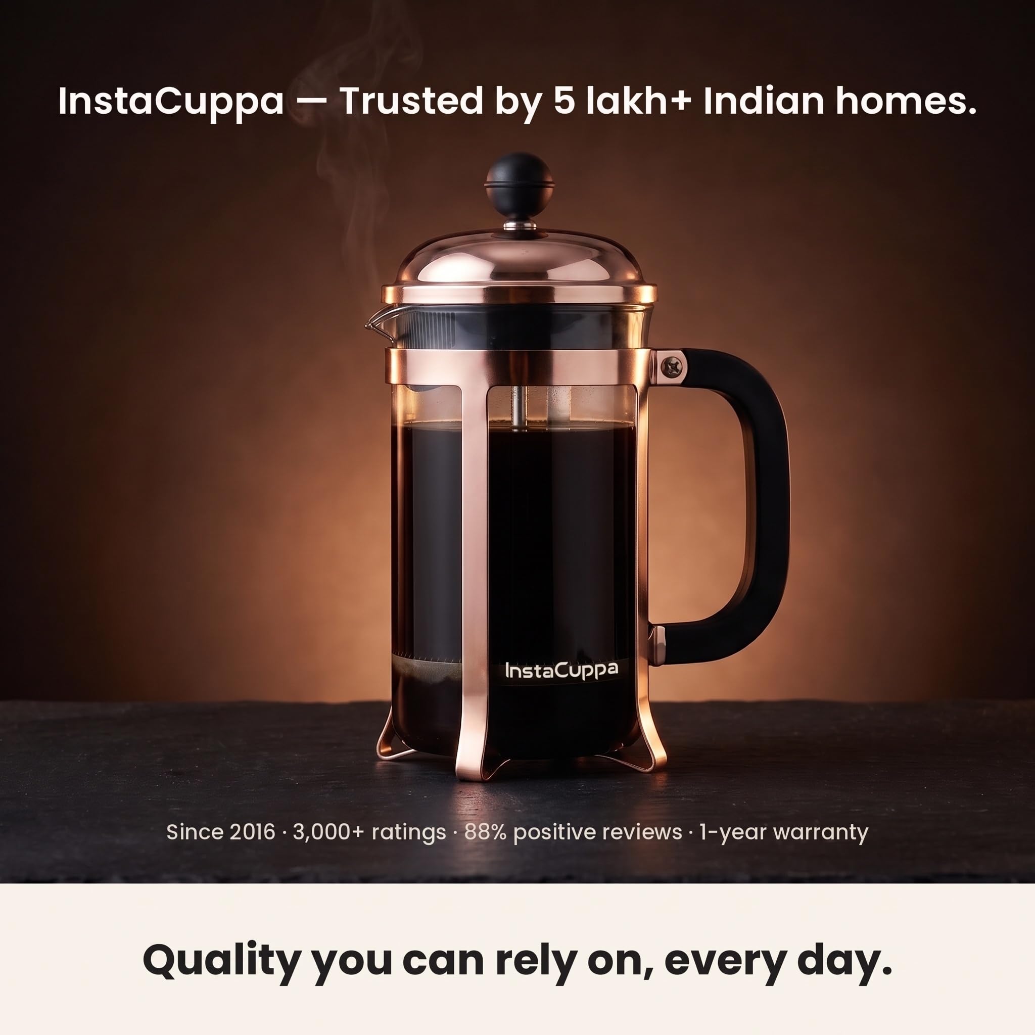InstaCuppa French Press - Copper Coffee Maker -9