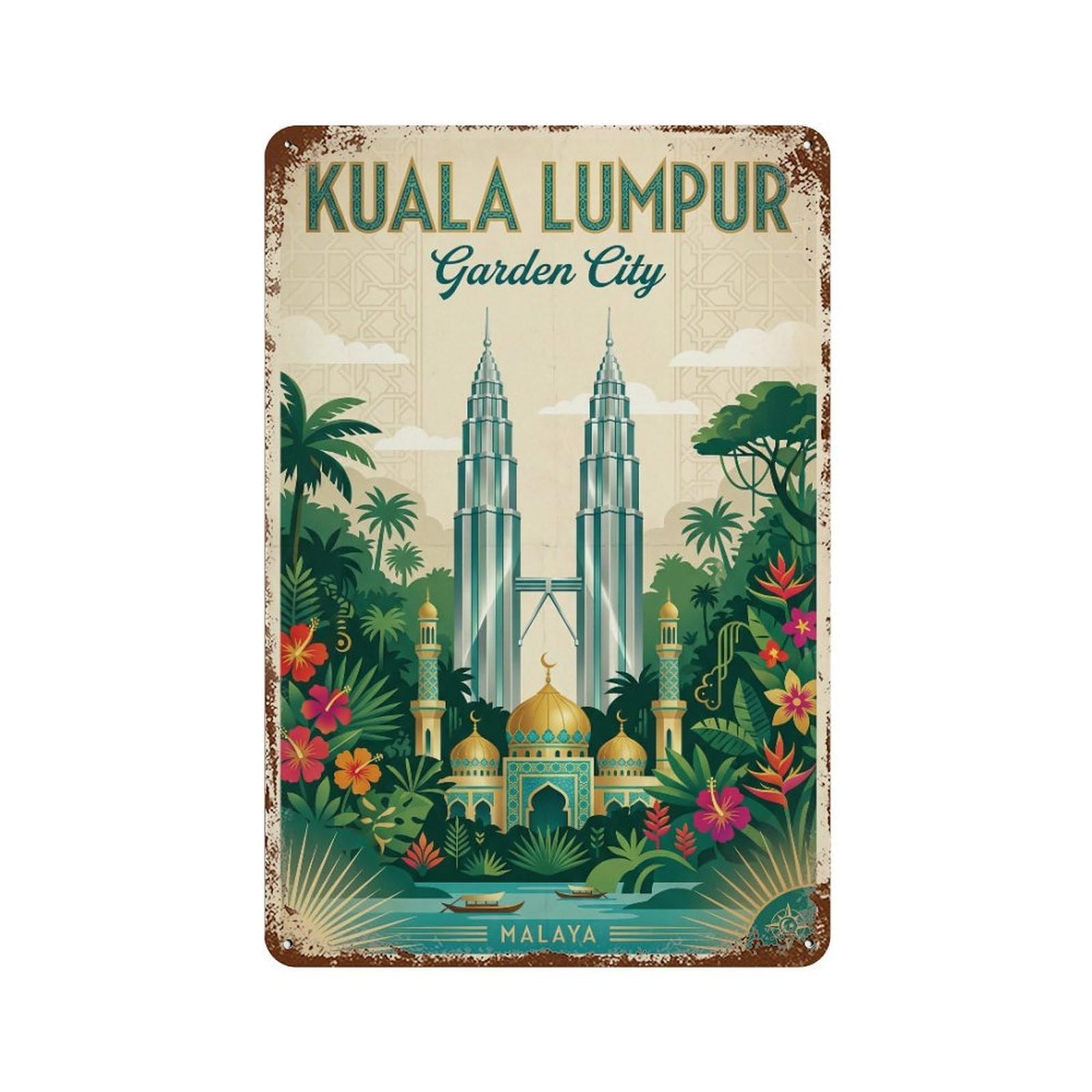 Metal Tin Sign Vintage Travel Malaysia Kuala Lumpur